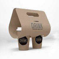 Support de tasse à café et boissons chaudes/froides en papier biodégradable et écologique avec séparateur et poignée pour 1 ou 2 gobelets