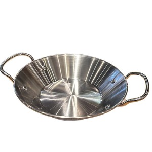 Sartén de acero inoxidable con doble asa y base plana para cocinar y servir alimentos, olla duradera sin recubrimiento - Product Image 4