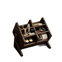 Boîte de rangement cosmétique en noyer noir massif, organiseur de bureau en bois avec compartiments pour pinceaux de maquillage