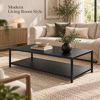 Table basse moderne en métal pour salon, table centrale rectangulaire en acier avec cadre fin, design minimaliste avec revêtement en poudre