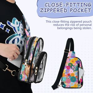 Sac bandoulière transparent pour événements sportifs, approuvé pour les stades, avec imprimé floral personnalisé et longues sangles - Product Image 5
