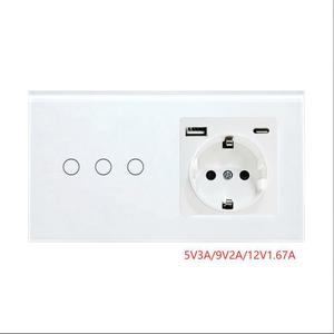สวิตช์แบบสัมผัสชนิด 157 และชุดเต้ารับมาตรฐานยุโรป 5V 3A พร้อมพอร์ตชาร์จ USB สำหรับติดตั้งบนผนัง - Product Image 3