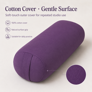 Coussin de méditation FLOWA 3,2 kg avec garnissage en coques de sarrasin, oreiller de soutien Pranayama 60x20cm, cylindre de maintien anti-affaissement pour studio zen - Product Image 4
