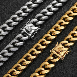 QIUHAN MOQ 1 Stück Herren Hip-Hop Punk Silberfarbene Schwere Dicke 18mm Panzerkette Schmuck Edelstahl Kubanische Gliederkette Halskette - Product Image 3