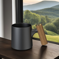 DHPO tasse à thé en céramique 450ml avec poignée en bois de conception ergonomique tasse à thé de Style Simple de haute qualité pour cadeau pour la fête des mères