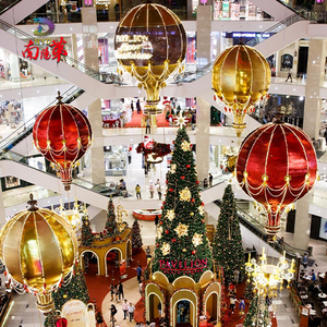 Decoración Navideña Gigante, Adorno de <span class=keywords><strong>Globo</strong></span> Aerostático <span class=keywords><strong>Dorado</strong></span> y Rojo de Lujo, Decoración Navideña Colgante 3D para Centro Comercial - Product Image 1
