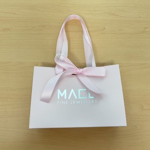 Wholesale Silver Hot Stamping Logo Pink Paper Bag, Custom Satin <b>Bow</b> Tie Handbag for Fine Jewellery Cosmetic <b>Gift</b> Packaging - Product Image 3