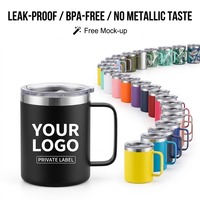 Gobelet isotherme personnalisé gravé avec poignée, sans BPA, couvercle facile à nettoyer, tasse de camping, plus de 14 couleurs, maquette gratuite, livraison rapide