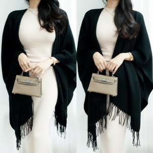 ชุดเสื้อคาร์ดิแกนผ้าแคชเมียร์ถักผ้าคลุมไหล่และผ้าพันคอ - Product Image 1