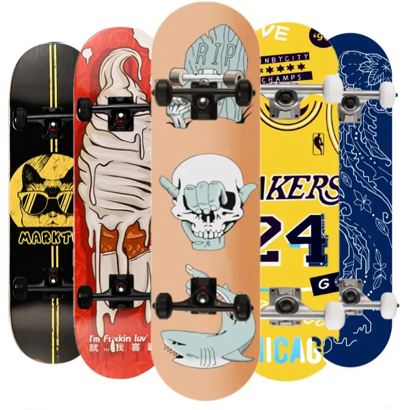 7 ply Oem Personalizado Patinetas 4 roda Skate skate completo trabalho de arte personalizado Completa para Esportes Radicais e Ao Ar Livre