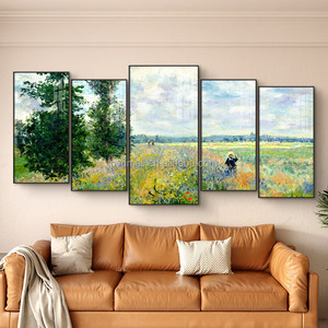Impresión personalizada pintura lienzo arte pared decoración granja 5 piezas <span class=keywords><strong>Monet</strong></span> pintura pared marco decorativo conjunto pared foto - Product Image 2