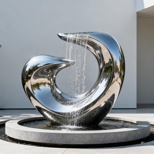 Escultura de Acero Inoxidable Pulido, Arte Metálico, Diseño Personalizado para Jardín o Inmuebles - Product Image 1