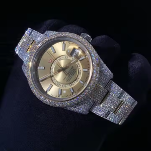 Montre mécanique sport en moissanite couleur D, VVS, style Hip Hop, en <span class=keywords><strong>acier</strong></span> inoxydable, entièrement pavée, affichage à aiguilles - Product Image 5