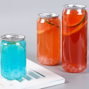 Cao Cấp Trong Suốt Pet Nhựa Soda Lon 250Ml 500Ml 8Oz Rỗng Hình Trụ Đồ Uống Container Với Nắp Đậy Cho Nước Trái Cây Soda - Product Image 3