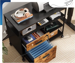 Gỗ vải bên hồ sơ tập tin Tủ 3 ngăn kéo di động cán máy in đứng với lưu trữ mở kệ - Product Image 4