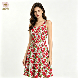 Vestido sin mangas con estampado floral personalizado Meiyang, vestido de verano, vestido acampanado de línea A, vestido tipo pinafore, ropa de mujer - Product Image 5