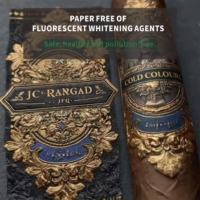 Bague de cigare personnalisée imprimée, gaufrée, feuille d'or, imperméable, autocollant personnalisé pour l'emballage des cigares, OEM