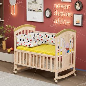 CLAF <span class=keywords><strong>BEBE</strong></span> Berceau en bois pour bébé avec fonctions multiples Grand lit assemblé pour enfant avec bascule et berceau Caractéristiques - Product Image 3