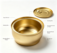 Bol en aluminium jetable et recyclable avec couvercle thermoscellé en aluminium, imprimé en sérigraphie, capacité de 70g à 1000g pour aliments humides pour animaux et viande