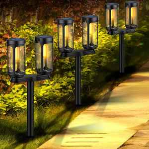 Pathway Landscape Solar Flame Garden <b>Lamp</b> 12 Warm White LEDs IP65 Waterproof Stainless Steel High Brightness Outdoor Light Light - Product Image 4