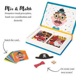 <span class=keywords><strong>Magnetibook</strong></span> 83 pièces Jeu de déguisement magnétique pour garçon avec visages amusants - Décoration de réfrigérateur avec <span class=keywords><strong>lettres</strong></span> magnétiques - Stimule la créativité - Product Image 2