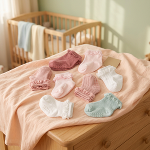 Chaussettes pour tout-petits antidérapantes côtelées mignonnes fabriquées à Taïwan, écologiques, respirantes, d'épaisseur standard, élégantes et sûres pour les enfants - Product Image 2