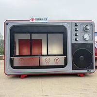 Camion de nourriture multifonctionnel en acier de forme radio rétro, bar et remorque de vente de boissons pour hot-dogs, glaces, bière et plus encore