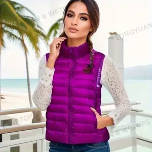 Ropa personalizada invierno mujer moda al aire libre sin mangas bolsillo mujer ligero ganso pato mujer invierno abajo chaleco