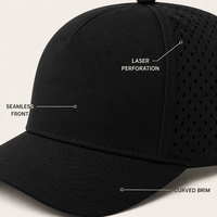Casquette de baseball perforée unie, respirante, découpée au laser, 5 panneaux, visière incurvée réglable, logo personnalisé, unisexe, vente en gros, OEM, faible MOQ