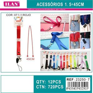 Laccetto da collo Ilan 1.5x45cm rosso per badge identificativo e telefono - Product Image 1