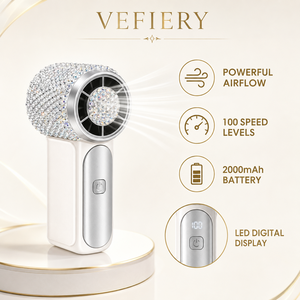 Mini ventilateur portable de luxe avec strass, 100 vitesses, rechargeable par USB, écran LED, batterie 2000 mAh, pour usage domestique et extérieur - Product Image 3