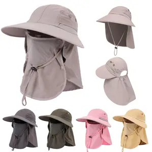 חיצוני קיץ הגנת UV כובע שמש 2024 כובעי דיג עמיד למים לשני המינים שוליים רחבים כובעי דלי מהיר יבש עם דש צל צוואר