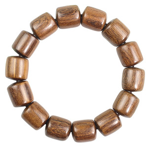 Pulsera de madera de sándalo dorado con cuentas de 14x15mm, joyería de madera de un solo lazo para hombres y mujeres, estilo chino - Product Image 5