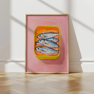 Impresiones Artísticas de Pintura al Óleo de Sardinas, Arte de Naturaleza Muerta de Sardinas, Arte de Cocina Francesa, Decoración de Comedor - Product Image 1