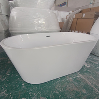 Baignoire oblongue autoportante en acrylique pur de qualité élégante 140-180cm Baignoire de trempage 55-71 pouces Tailles disponibles
