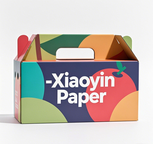 Benutzer definiertes Logo Fabrik Großhandel Karton mit großer Kapazität Tragbare Obst verpackungs boxen mit Griff boxen Kraftpapier-Geschenk box - Product Image 6