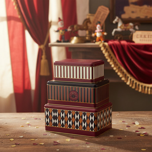 Juego de caja de almacenamiento de metal rectangular-260x170x125mm-245x145x100mm- 193x117x88mm (Juego de 3 ) Vintage Circus Elegance Circus - Product Image 3