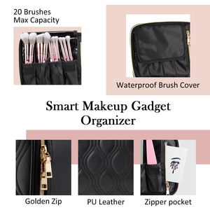 Travel Makeup <b>Bag</b> Leather Zipper Closure Adjustable Dividers Multi-Function Cosmetic Organizer Fashion Durable Toiletry <b>Bags</b> - Product Image 4