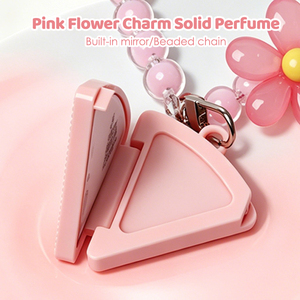 CC4442 <span class=keywords><strong>Profumo</strong></span> Solido Portatile a Forma di Triangolo con Ciondolo a Fiore <span class=keywords><strong>Rosa</strong></span> e Specchietto, Mini <span class=keywords><strong>Profumo</strong></span> da Trucco - Product Image 2
