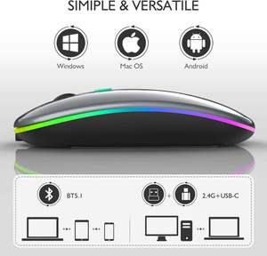 Souris d'ordinateur sans fil rechargeable RGB optique 2,4 GHz avec récepteur USB pour ordinateur portable PC - Product Image 5