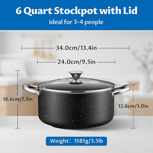 Olla Holandesa de Alta Calidad de 6 Qt con Tapa de Vidrio, Revestimiento Cerámico Antiadherente, Apta para Lavavajillas, Asas de Acero Inoxidable para Cocina de Gas - Product Image 4