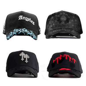 Gorras Originales 31 Hats X Rude Awakening, Diseño de 5 Paneles, Estilo A-Frame, Ala Ancha, Gamuza Negra con Pedrería, Modelo G5, OEM ODM - Product Image 5
