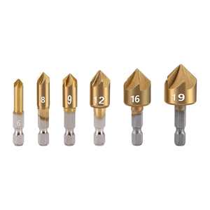 Xuyên biên giới lục giác Shank 6PC/7PC Titan mạ 5 lưỡi chamfering công cụ 6-19mm chế biến gỗ Tốc độ nhanh hướng dẫn chamfering công cụ - Product Image 4