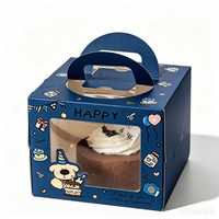 Emballage pour desserts, boîte à pâtisserie, boîte à gâteau d'anniversaire avec impression de logo personnalisé, fenêtre transparente en PET, poignée portable, emballage cadeau pour les fêtes