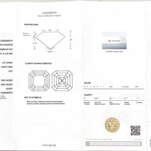 Diamante Suelto HPHT, Corte Asscher, 1.57CT, VS2, Certificado IGI, Diamante Rosa Fantasía Cultivado en Laboratorio - Product Image 6