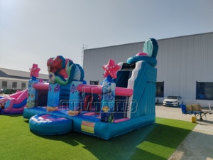 Castillo Inflable Comercial de PVC Resistente de 0.55mm con Diseño de Sirena, Parque Infantil de PVC con Temática Oceánica para <span class=keywords><strong>Alquiler</strong></span> en Carnavales al Aire Libre - Product Image 5