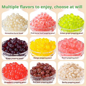 Ingrédients de thé Bobas avec perles <span class=keywords><strong>d</strong></span>'<span class=keywords><strong>orge</strong></span> éclatées Perles de boba à éclater pour thé à bulles emballées dans des boîtes avec des additifs <span class=keywords><strong>Sucre</strong></span> - Product Image 5