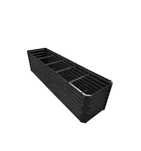 Outdoor Garden Bed Rectangle 8*2*2 Feet Indoor Large Size Flower Raise Box Galvanized Open Bottom