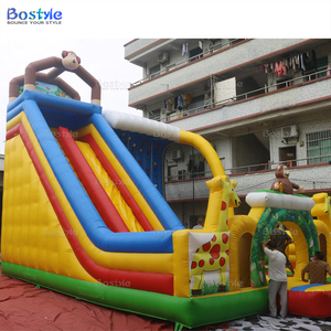 Grand château gonflable commercial extérieur Parc à thème pour animaux Toboggan sec et maison de rebond d'escalade - Product Image 4