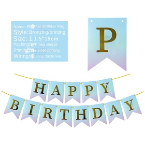 Bannière en queue de poisson à motifs de fleurs imprimé <span class=keywords><strong>drapeau</strong></span> en papier joyeux anniversaire pour décorations de fête lettre forme célébrations de l'Aïd Mubarak - Product Image 6
